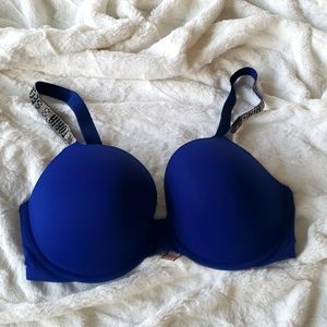 Cosmic blue rhinestone strap lightly passed bra. Victoria's secret